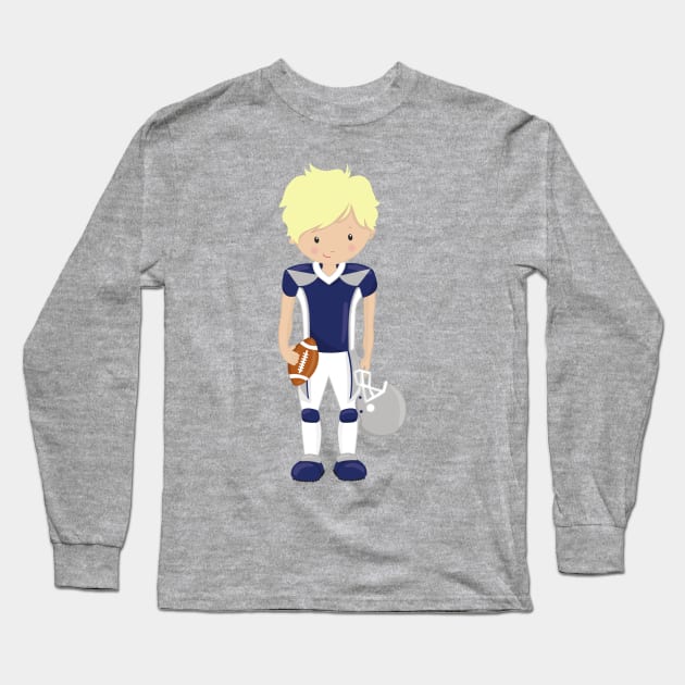 American Football, Blond Hair, Cute Boy, Rugby Long Sleeve T-Shirt by Jelena Dunčević